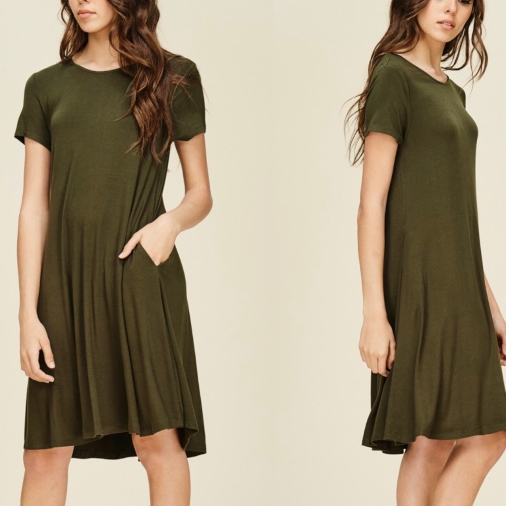 Loose relax mid length Dress with pockets